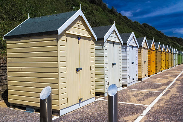 Bournemouth Beach Huts Colourful wooden beach huts at Bournemouth on the South Coast of England UK Europe christchurch england photos stock pictures, royalty-free photos & images
