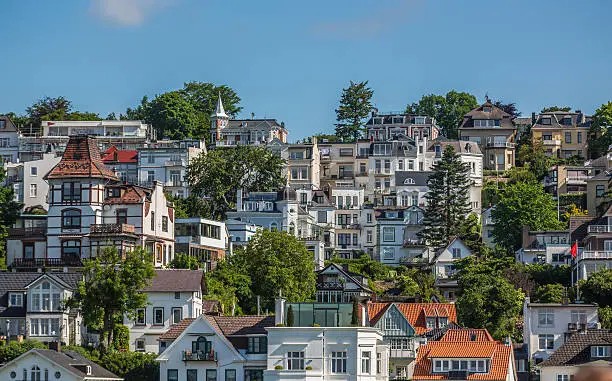 Luxury villas in Blankenese a suburb of Hamburg and close by river Elbe - Germany. 