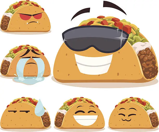 Vector illustration of Taco Cartoon Set B