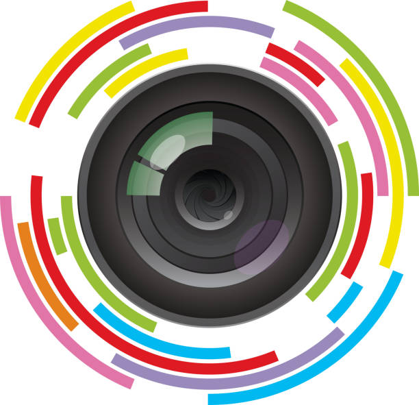 objektiv fotoaparátu - čočka v oku stock ilustrace