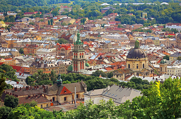 istock Panoramic view of town Lviv in Ukraine 510125837