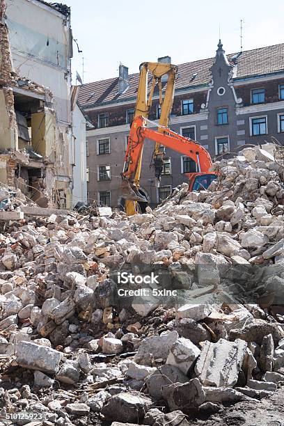 Demolition Of An Old Building Stock Photo - Download Image Now - Activity, Backhoe, Beginnings