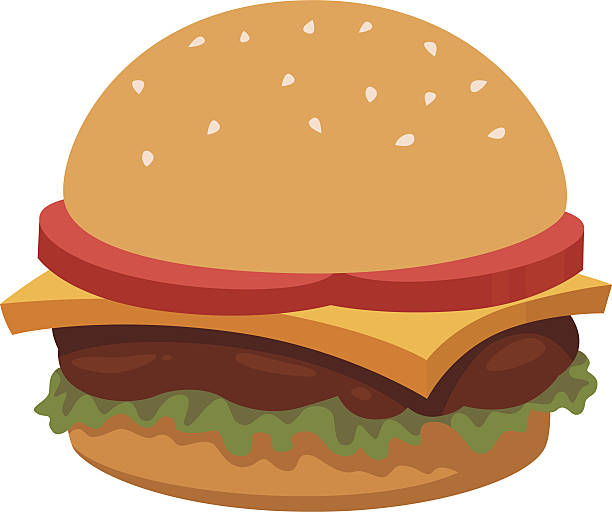 Burger Cartoon A vector cartoon of a burger bread clipart stock illustrations