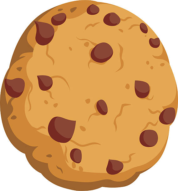 Chocolate Chip Cookie Cartoon A vector cartoon of a choc chip cookie chocolate clipart stock illustrations