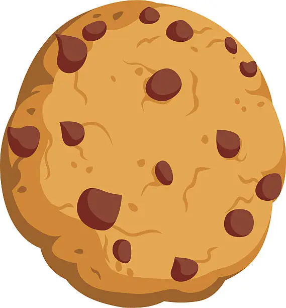 Vector illustration of Chocolate Chip Cookie Cartoon