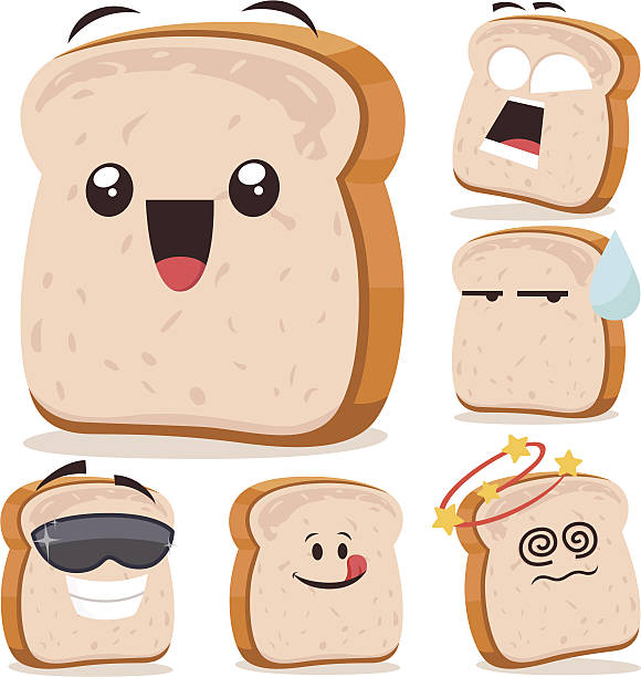 illustrations, cliparts, dessins animés et icônes de pain blanc dessin animé ensemble de - bread white background isolated loaf of bread