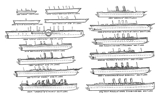Antique illustration of ship: Atlantic liners