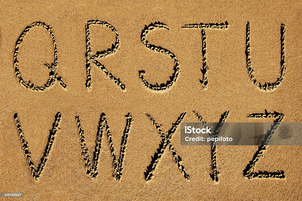 Sand Alphabet Q-R-S-T-U-V-W-X-Y-Z alphabet letters Alphabet Stock Photo