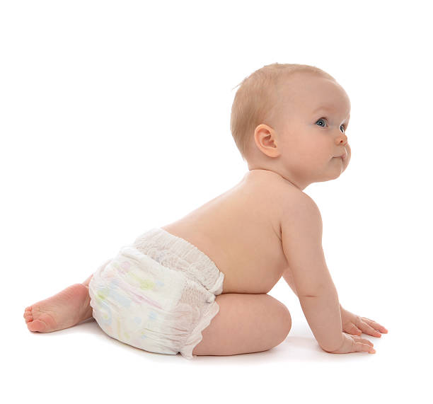 istock Infant child baby toddler sitting crawling backwards happy smiling 510131321