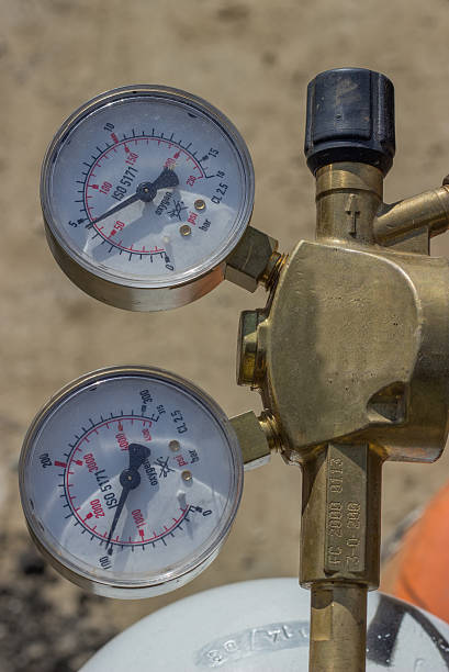 istock Dual pressure gauges of oxy acetylene tanks 510132033