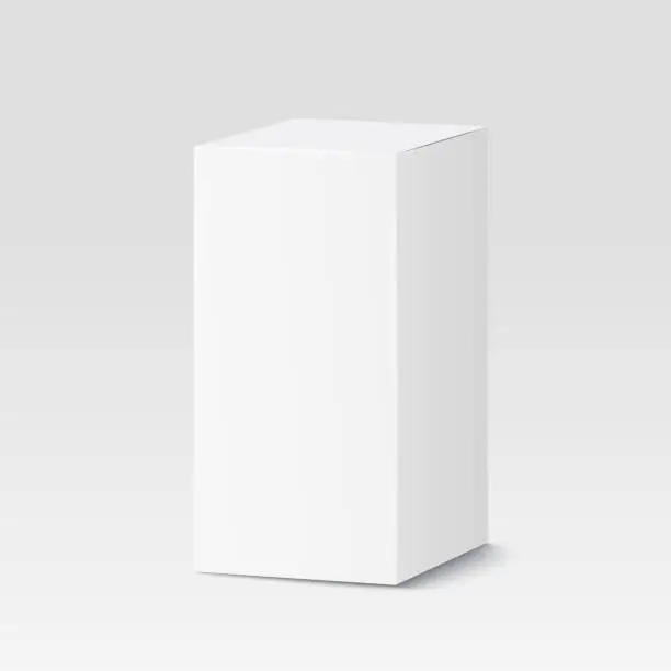 Vector illustration of Cardboard box on white background. White container, packaging. Vector illustration