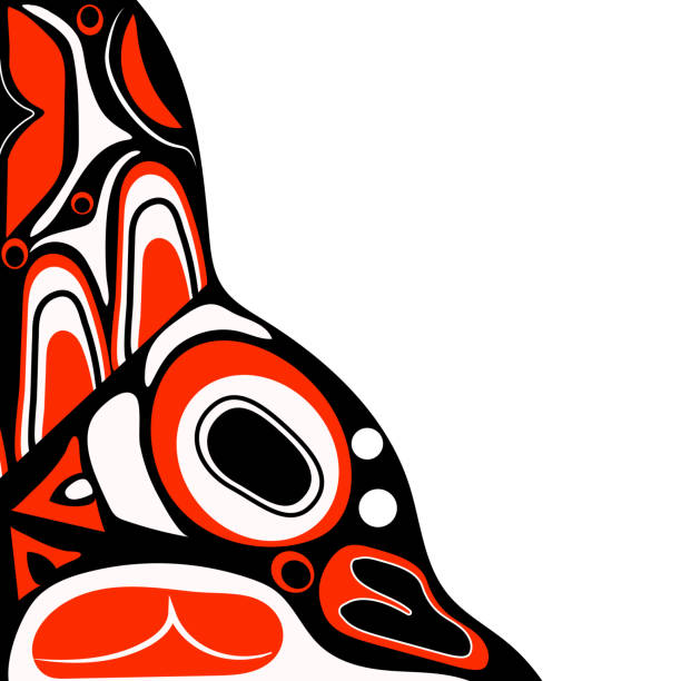 abstract red background native north american - 少數族群 插圖 幅插畫檔、美工圖案、卡通及圖標