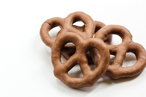Dark chocolate covered pretzel
