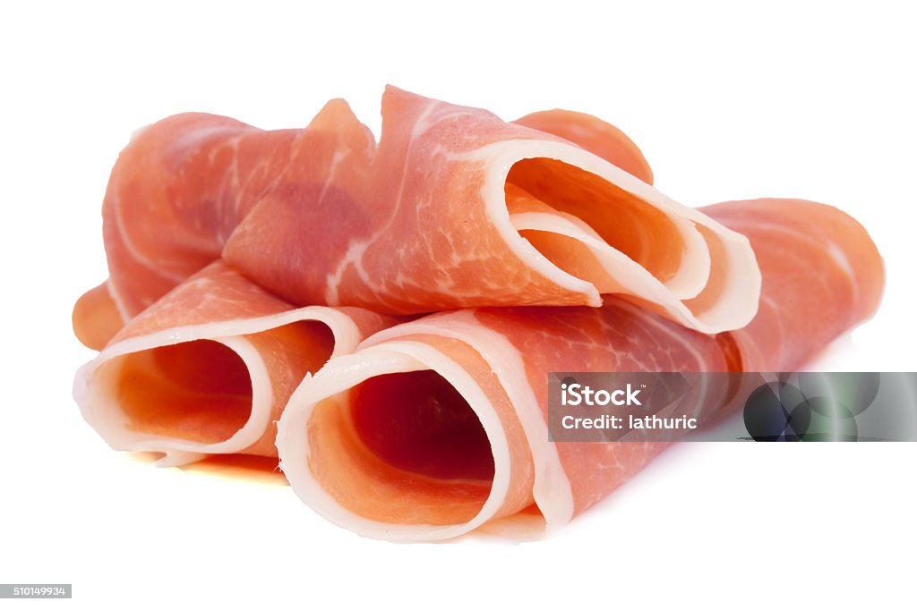 Cured Ham rolls - Prosciutto isolated on white Cut Out Stock Photo