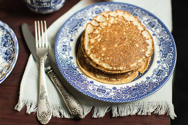 istock Breakfast in the set, oat pancakes and tea with lemon 510151356