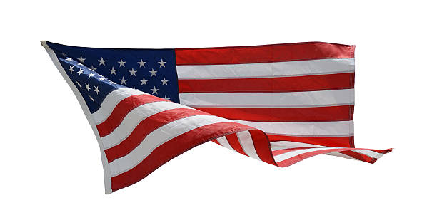 istock American flag in the wind, isolated 510151396