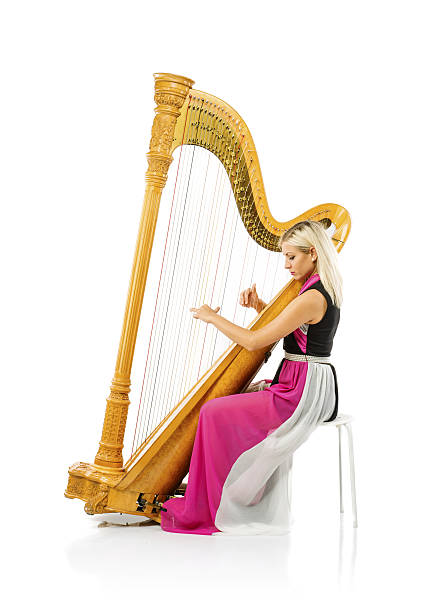 Golden Harp isolated on white background. 3D render