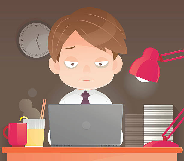 nadgodziny (personal overtime) - heat effort emotional stress business stock illustrations