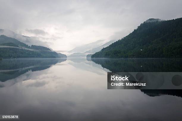 Mist Over The Water And Mountains Stock Photo - Download Image Now - Nature, Norway, Fjord