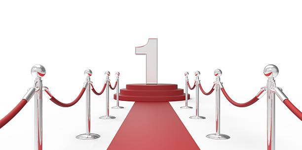 istock Number 1 red carpet VIP way silver chrome fence 510154579