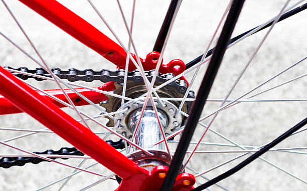 istock Red bike and back wheel 510154685