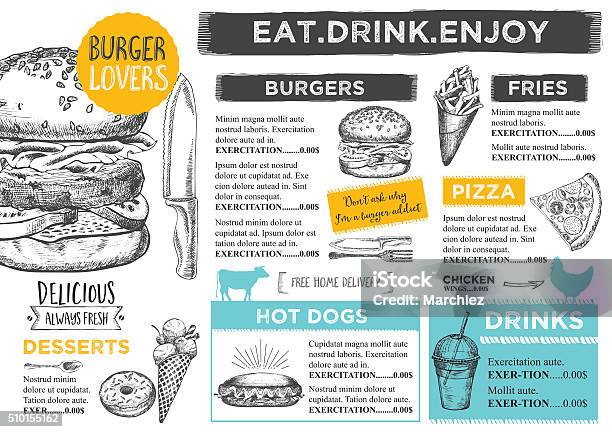 Restaurant Cafe Menu Template Design Stock Illustration - Download Image Now - Burger, Coffee - Drink, Menu