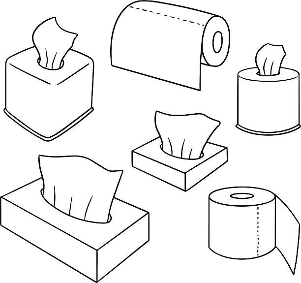 ilustrações de stock, clip art, desenhos animados e ícones de vector conjunto de lenço de papel - tissue box flu virus kleenex