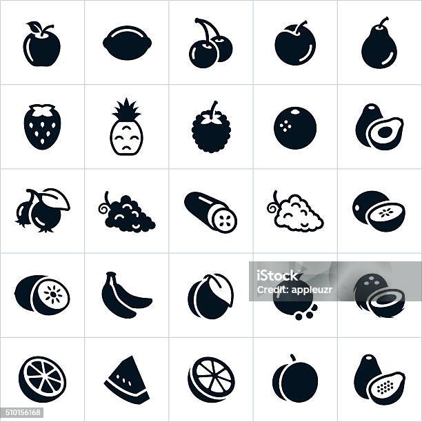 Fruit Icons Stock Illustration - Download Image Now - Icon, Fruit, Coconut