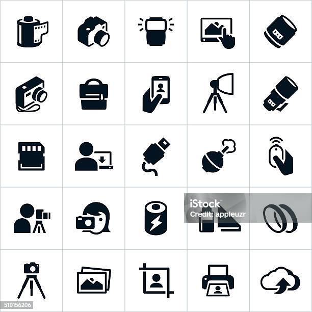 Photography And Camera Icons Stock Illustration - Download Image Now - Camera - Photographic Equipment, Icon Symbol, Symbol