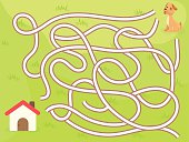 vektor-labyrinth-spiel-mit-hund-zu-hause