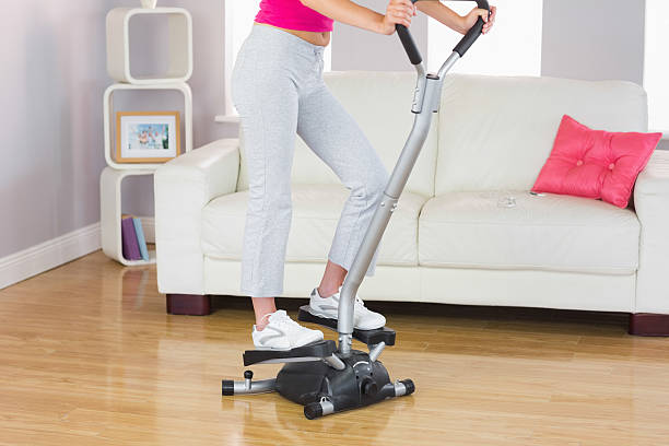 istock Sporty woman training on step machine 510157693