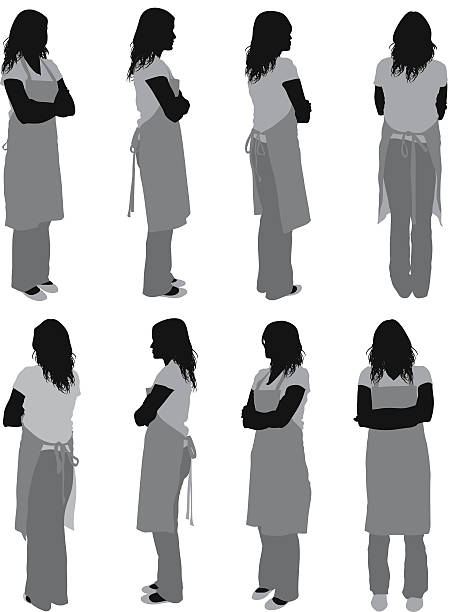 Woman in apron Woman in apronhttp://www.twodozendesign.info/i/1.png chef silhouettes stock illustrations