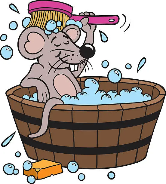 Vector illustration of Mouse Clean Bath