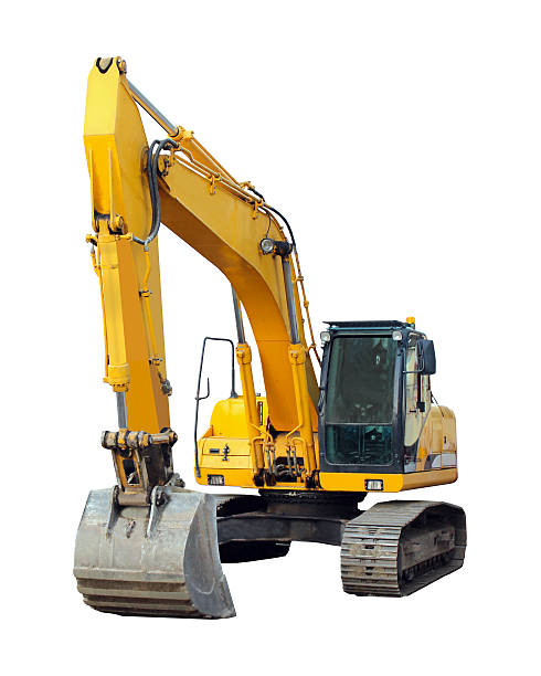 istock modern excavator isolated on the white 510158219