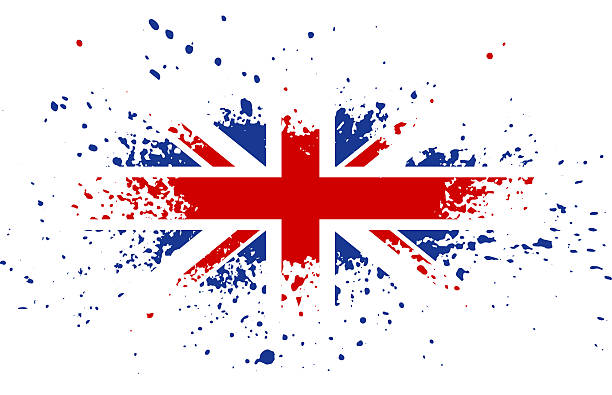 флаг британской чернила с брызгами краски в стиле гранж - illustration and painting european culture national landmark famous place stock illustrations
