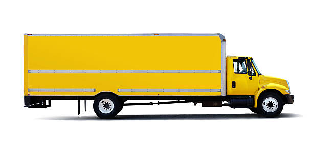 camion giallo (clipping path) - camion foto e immagini stock