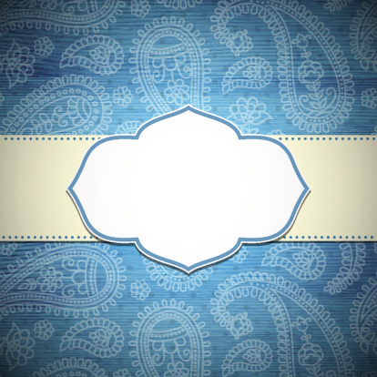 Frame in the Indian style on the textured background with paisley pattern. Vector  illustration. Eps10