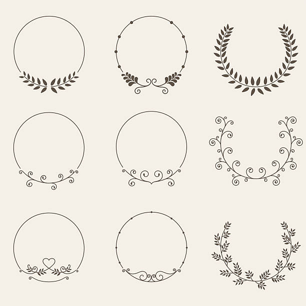 illustrations, cliparts, dessins animés et icônes de vecteur ensemble de cadre cercle frontière - flower ornament