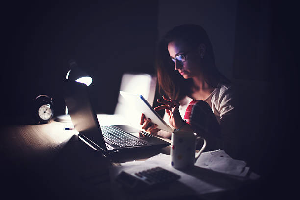 istock Beautifil lady is surfing the internet late 510159824