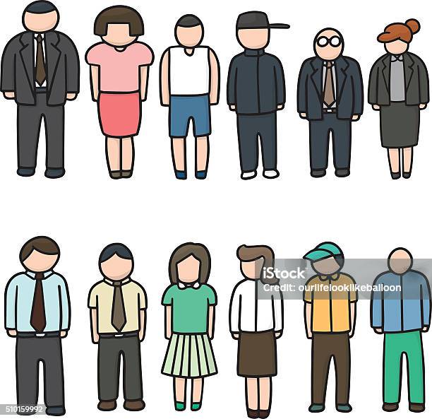 Vector Set Of People Stock Illustration - Download Image Now - Adult, Blue-collar Worker, Boys