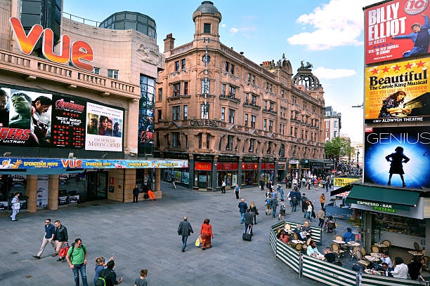 Aerial view of  Leicester Square London UK stock photo