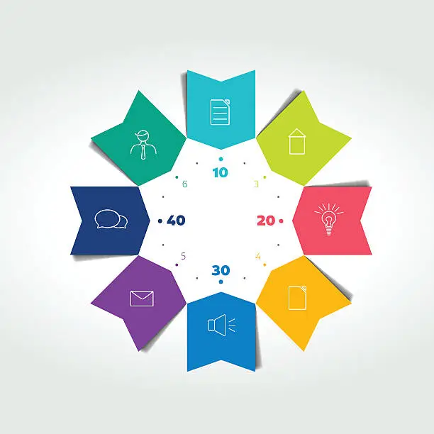 Vector illustration of 3D business circle color arrows infographic.