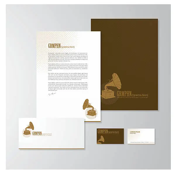 Vector illustration of Stationery design with a gramophone