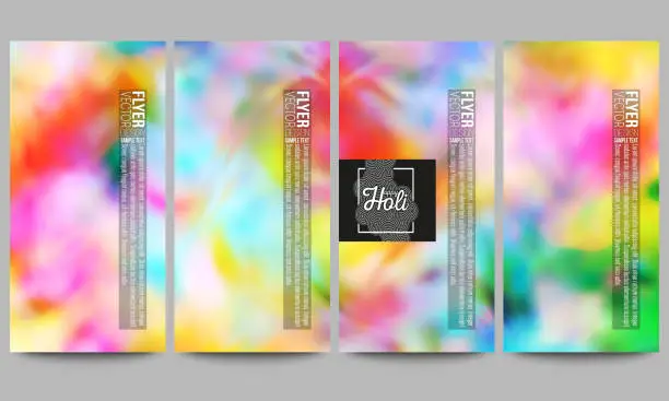 Vector illustration of Set of modern flyers. Colorful background, Holi celebration, vector illustration