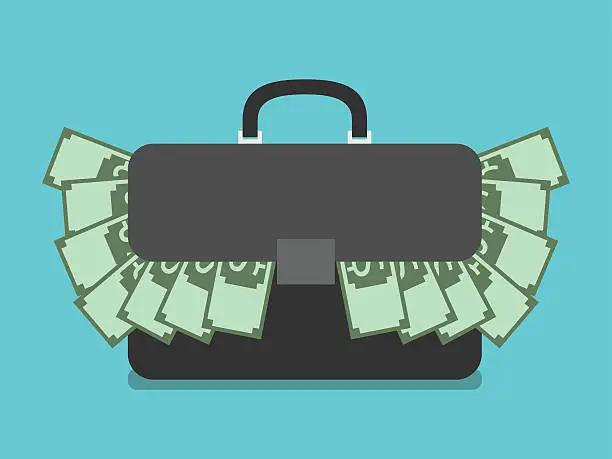 Vector illustration of Briefcase full of money