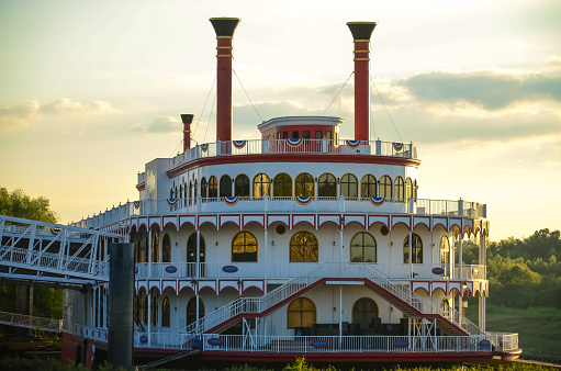 Vicksburg MS, United States - October 2, 2012: Docked Riverboat Casino is major attraction in historic Vicksburg, Mississippi.