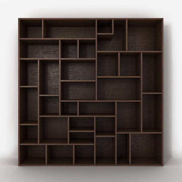 istock dark bookcase with shelves isolated on white background 510173032