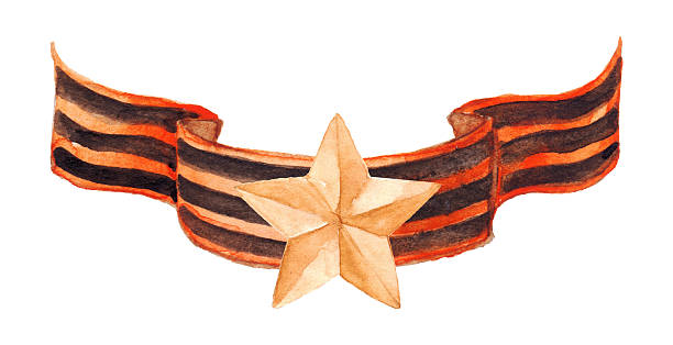 george wstążki medal 9 maja wielkiej wojny patriotyczne pojedyncze - medal bronze medal military star shape stock illustrations