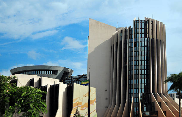 Libreville,Gabon: Oil Ministry Libreville, Estuaire Province, Gabon: modern architecture of the Ministry of Oil complex - Ministère du Pétrol et Hydrocarbures - boulevard Triomphal El Hadj Omar Bongo - photo by M.Torres gabon stock pictures, royalty-free photos & images