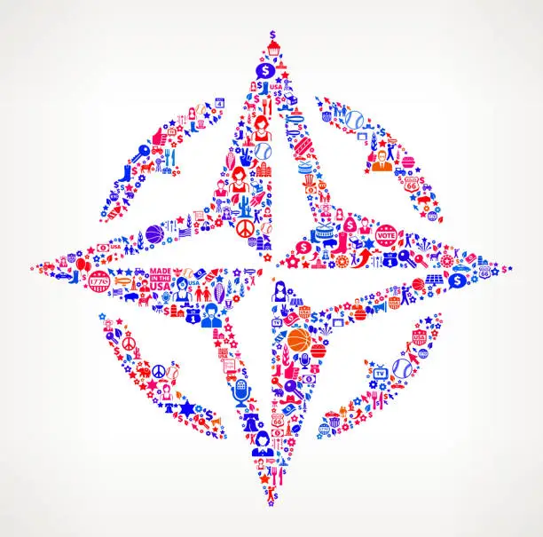 Vector illustration of Compass US royalty free vector art Pattern